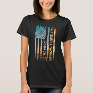 T-shirt Iu2019m Une Simple Femme Tir À L'Arc Chien Drapeau
