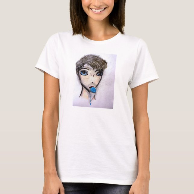 T-shirt Ivan et le cône de framboise bleu trois (Devant)
