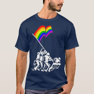 T-shirt Iwo Jima Pride Drapeau Cadeau Droits LGB Pour Mili