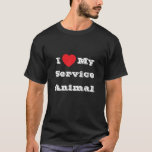 T-shirt J'♥️ aime Mon animal de service<br><div class="desc">T-shirt classique pour homme en couleur noire et en lettres en couleur blanche et vêtements de mode décontractés et amusants imprimés avec phrase de texte modèle personnalisable J'♥️ aime Mon animal de service sur Casquettes, Chemises et Produits pour animaux de compagnie par TheFabricSeal imprimer sur demande boutique à Zazzle.com #ZazzleMade...</div>