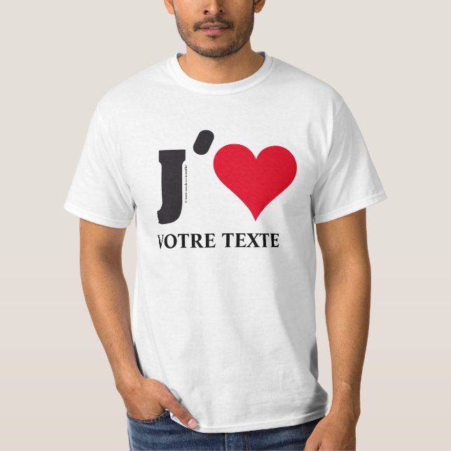 T-SHIRT J´AIME… VOTRE TEXTE (Devant)