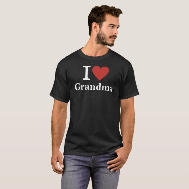T-shirt J'❤️ les hommes de la grand-mère (Devant entier)