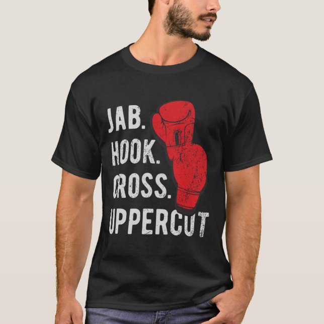 T-shirt Jab, Hook, Cross, Uppercut - Kick-boxing et boxe (Devant)