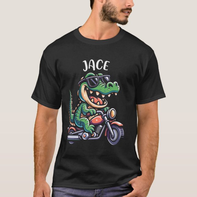 T-shirt Jace Funny Alligator Motorcycle Conception pour ga (Devant)