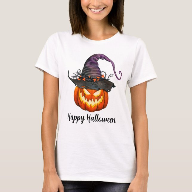 T-shirt Jack-O-Lantern avec Casquette de sorcières (Devant)