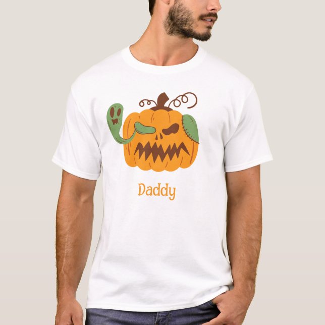 T-shirt Jack-o-Lantern & Bones Éffrayant Halloween Papa (Devant)