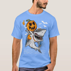T-shirt Jack-o'-lantern Citrouille équitation Shark Hallow