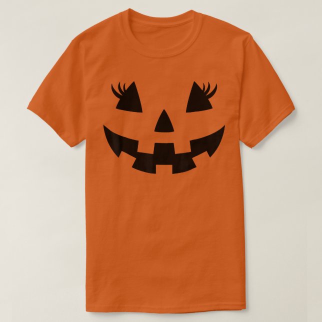 T-shirt Jack-o'-lantern Face Citrouille Eyelashes Hallowen (Design devant)