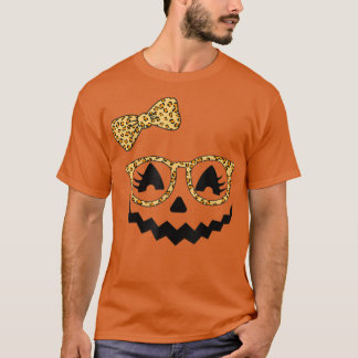 T-shirt Jack-o'-lantern Face Citrouille Halloween Leopard 