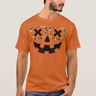 T-shirt Jack-o'-lantern Face Citrouille Halloween Leopard
