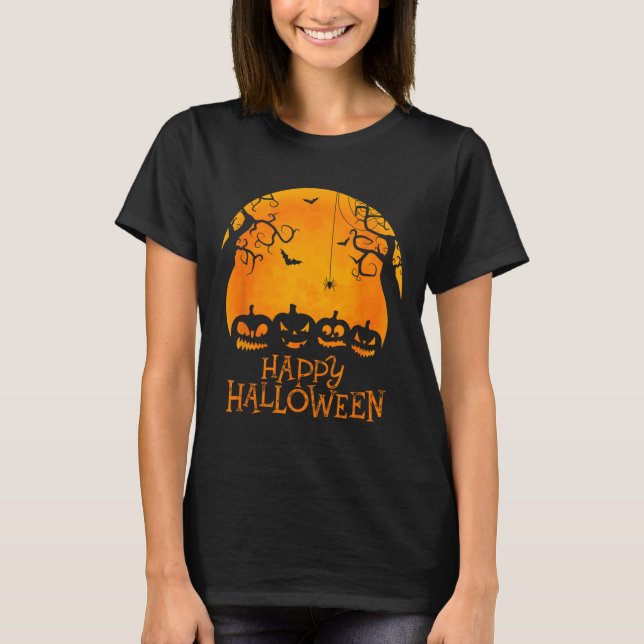 T-shirt Jack-o'-lantern Face Joyeux Halloween Citrouilles  (Devant)
