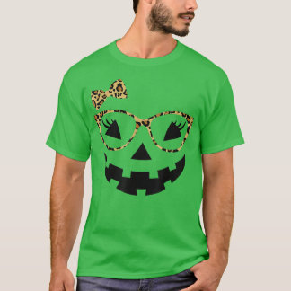 T-shirt Jack O Lantern Face Leopard Glasses Halloween Pump