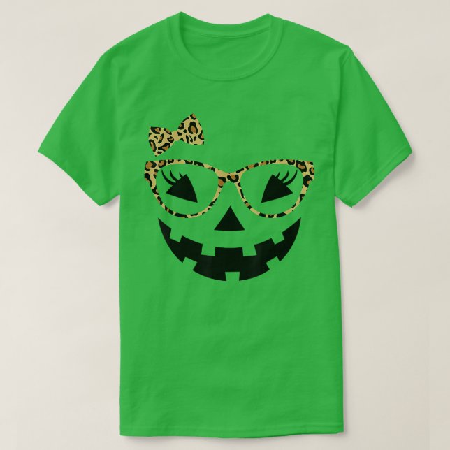 T-shirt Jack-o'-lantern Face Leopard lunettes Pompe d'Hall (Design devant)
