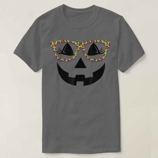 T-shirt Jack O Lantern Face Orange Pumpkin Halloween Leopa (Design devant)