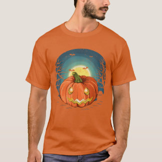 T-shirt Jack-o'-lantern Flying Bat Pleine lune Hallowe Éff
