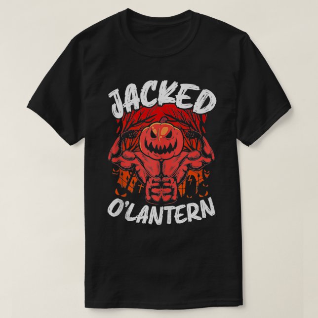 T-shirt Jack O Lantern Halloween Muscle d'haltérophilie Wo (Design devant)