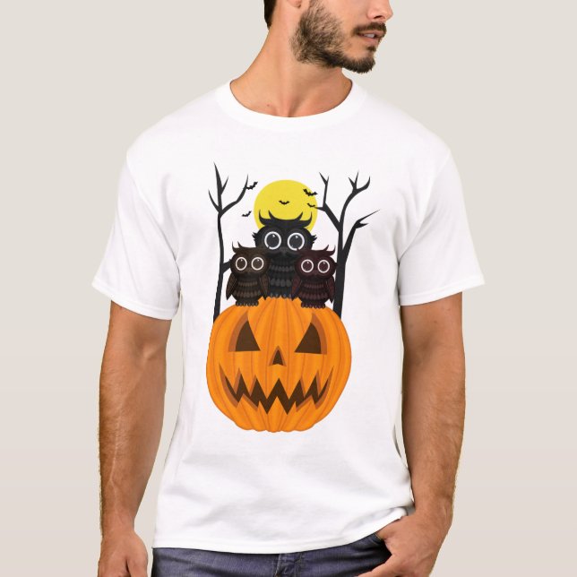 T-shirt Jack-o'-lantern & Owls (Devant)