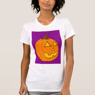 T-shirt Jack o' Lantern Purple Womens Décontracté Scoop T-