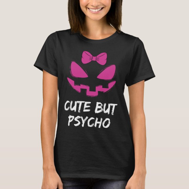 T-shirt Jack-o'-lantern rose mignon mais Psycho (Devant)