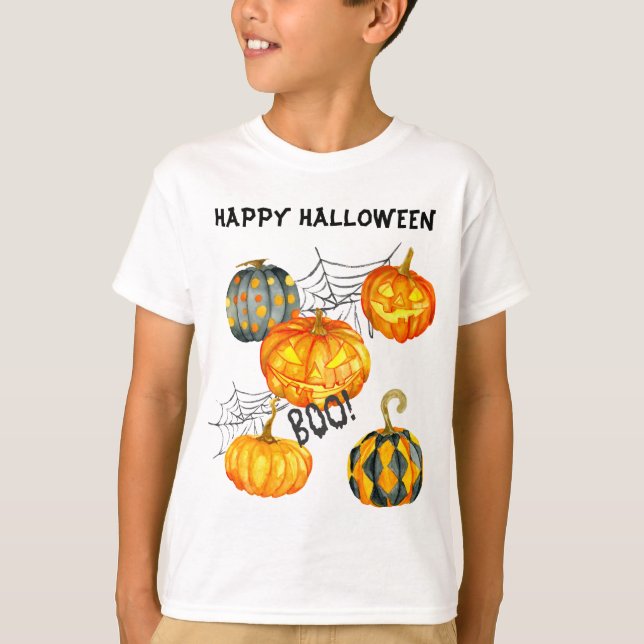T-shirt Jack o' Lantern Spider Web Halloween (Devant)