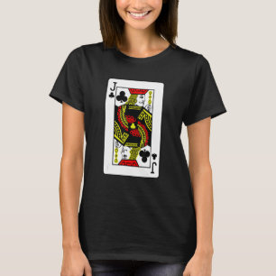 T-shirt Jack Of Clubs Poker Card Jeux Jouer Cartes Noir
