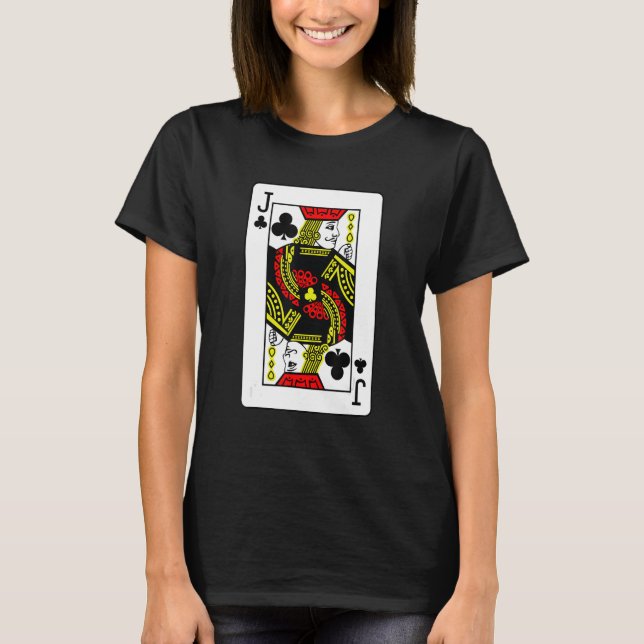 T-shirt Jack Of Clubs Poker Card Jeux Jouer Cartes Noir (Devant)