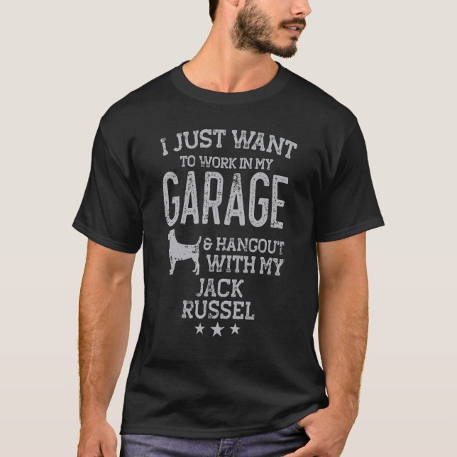 T-shirt Jack Russel Papa Voiture Garage Hangout Hommes (Devant)