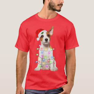 T-shirt Jack Russell chien Père Noël Christmas Tree Lights