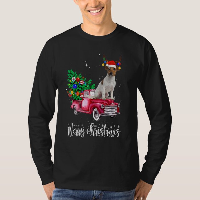 T-shirt Jack Russell Christmas Ride Red Truck (Devant)
