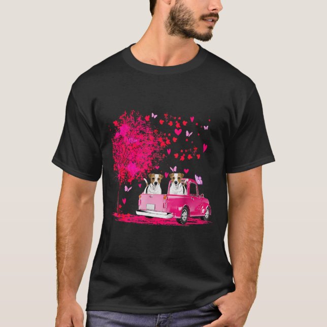 T-shirt Jack Russell Couple Camion Joyeuse Saint-Valentin  (Devant)