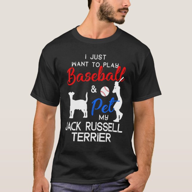 T-shirt Jack Russell Funny Propriétaire de baseball chien  (Devant)