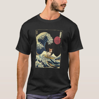 T-shirt Jack Russell Japanese Kanagawa Wave  Surf Dog