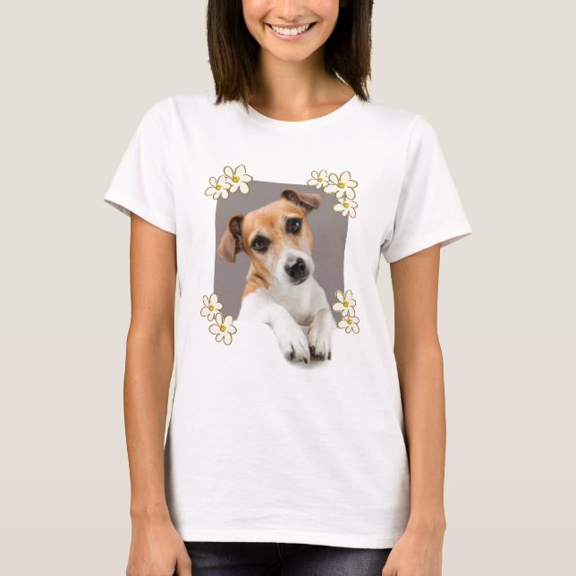 T-shirt Jack Russell Puppy Floral Cute Adorable (Devant)