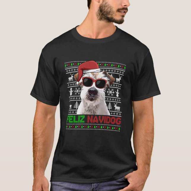 T-shirt Jack Russell Terrier Chien Feliz Navidog Funny Chr (Devant)