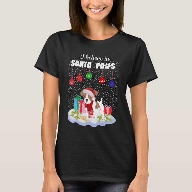 T-shirt Jack Russell Terrier Je crois en Père Noël Paws    (Devant)