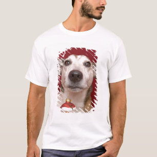 T-shirt Jack Russell Terrier tenant l'ornement de Noël