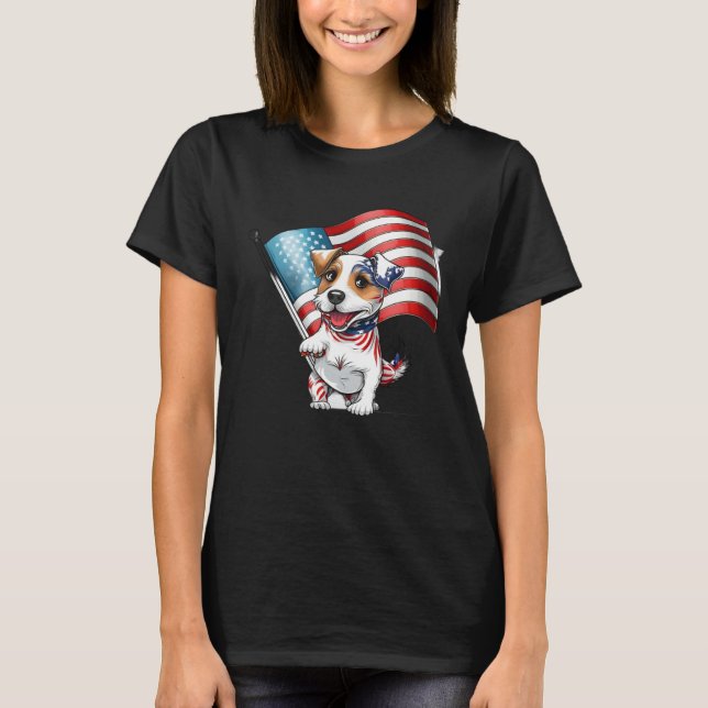 T-shirt Jack Russell Terrier USA Flag (Devant)