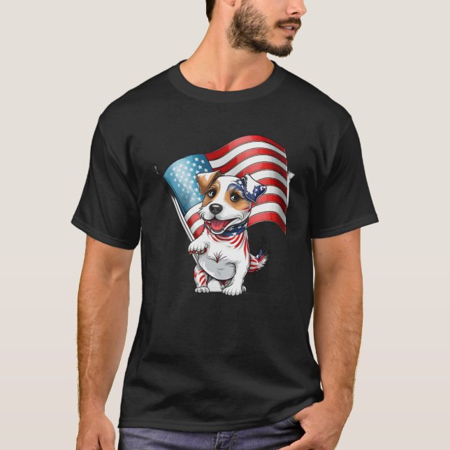 T-shirt Jack Russell Terrier USA Flag (Devant)