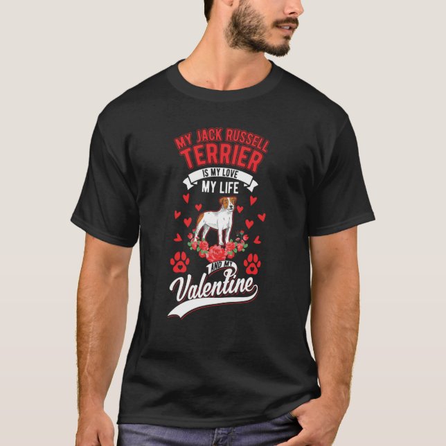 T-shirt Jack Russell Terrier Valentine's Day Jack Russell (Devant)