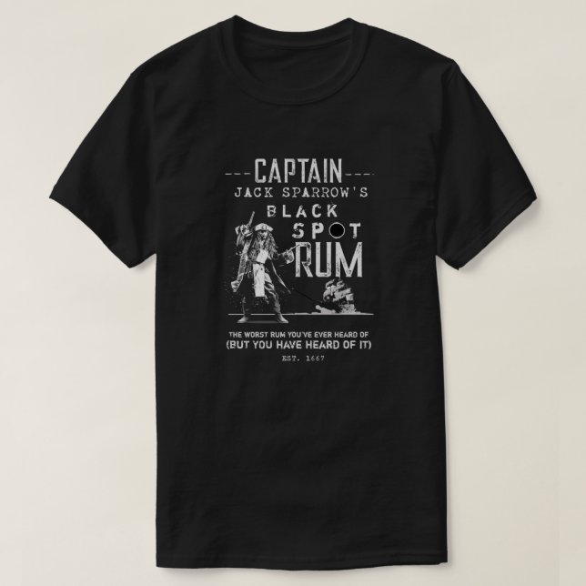 T-shirt Jack Sparrow Rum Pirates de la vintage des Caraïbe (Design devant)