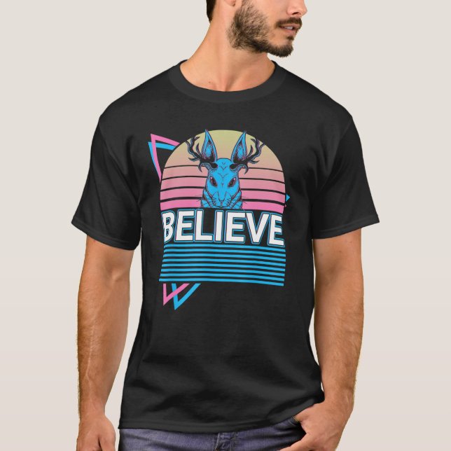 T-shirt Jackalope Rétro Cryptid Cryptozoology Croire (Devant)