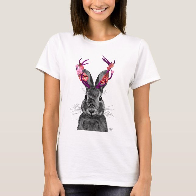 T-shirt Jackalope with Pink Antlers (Devant)
