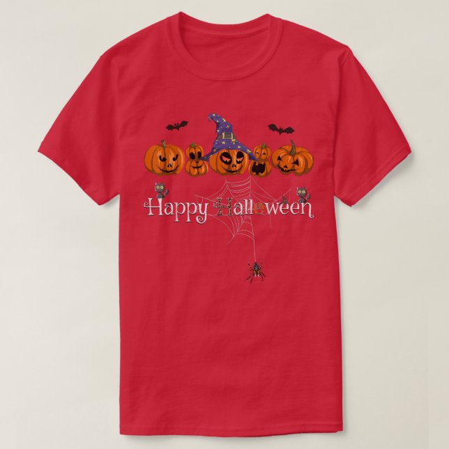 T-shirt JackOLantern Monstres Citrouilles effrayants heure (Design devant)