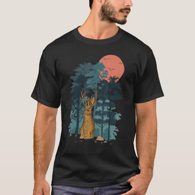 T-shirt Jackrabbit Mountain Pine Tree Les oiseaux du ciel  (Devant)