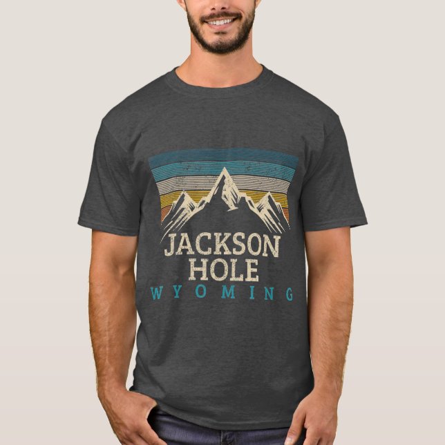 T-shirt Jackson Hole Wyoming Montagnes Vintages Nature (Devant)