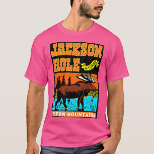 T-shirt Jackson Hole Wyoming Teton Montagnes Vintages Moos