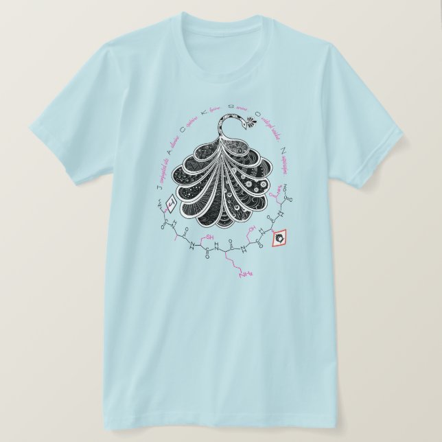 T-shirt JACKSON peptide, peacock w/ custom text, light (Design devant)