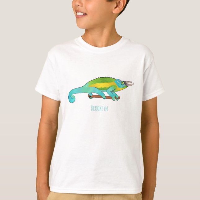 T-shirt Jackson's chameleon cartoon illustration (Devant)