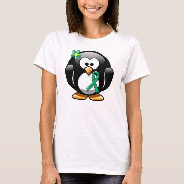 T-shirt Jade Awareness Ribbon Penguin (Devant)