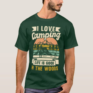 T-shirt j'adore camper dans les bois fille